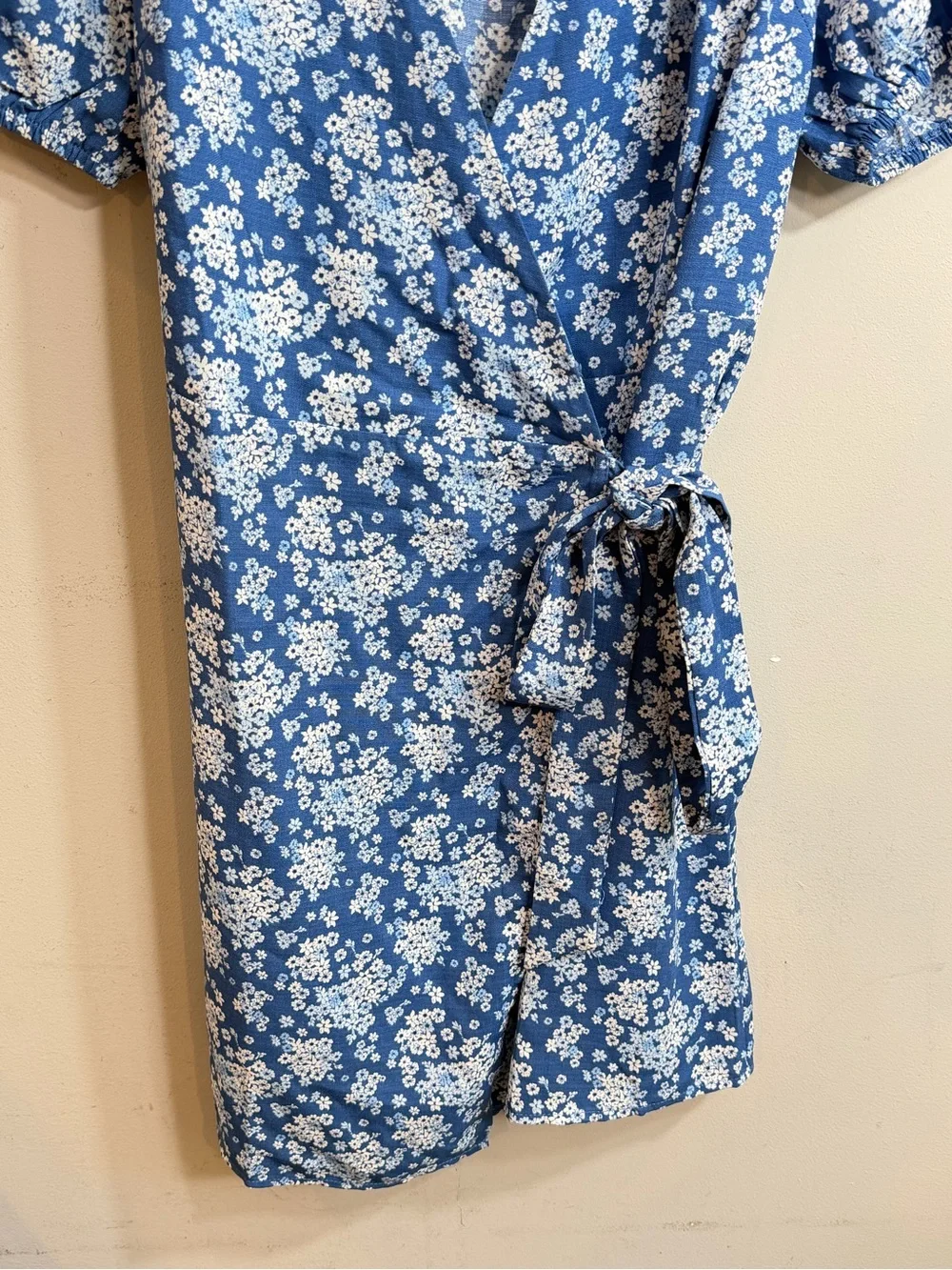 NWT Timing blue white mini wrap dress size large L
